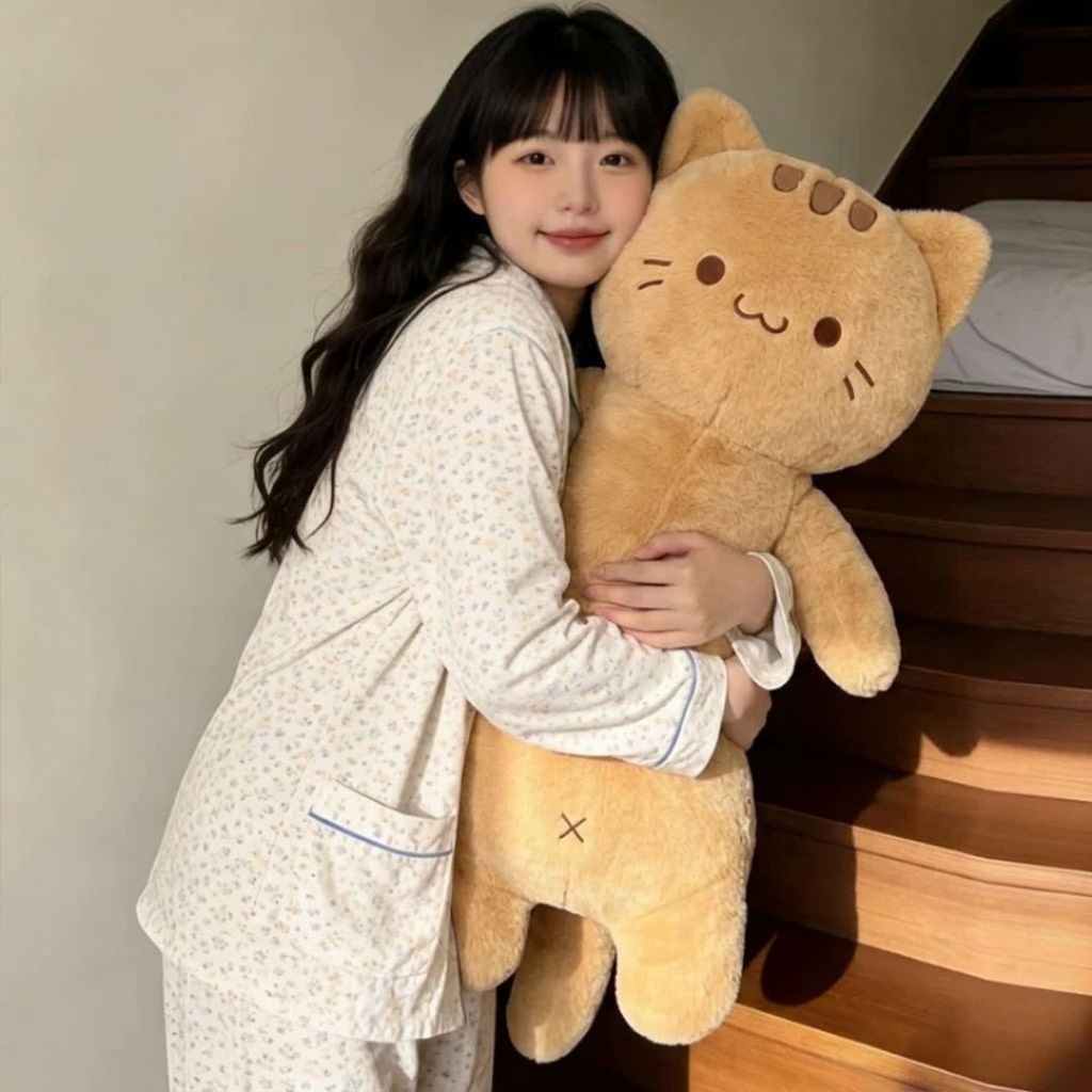 Gấu Bông Mèo Hoàng Thượng Cỡ Lớn Cao Cấp, Gối Ôm Dài Mèo Cam Mềm Mại Có Gác Chân Làm Gối Ôm Ngủ Cho Bé,Bạn Gái