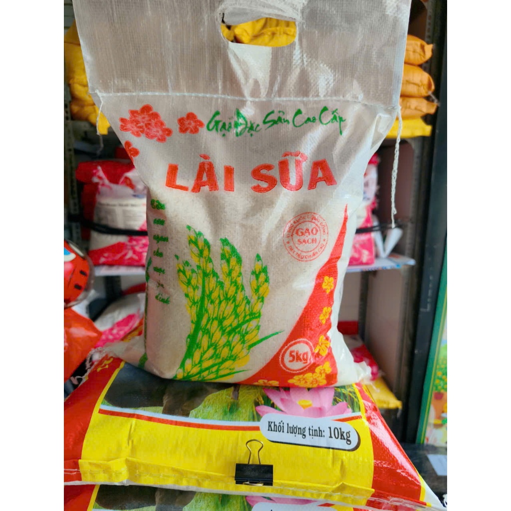 5kg Lài Sữa Gò Công XÁT MỘC, KHÔNG CHÀ BÓNG - Dẻo vừa, ráo cơm, thơm mùi lúa mới - Gạo còn cám nên ăn ngọt cơm.