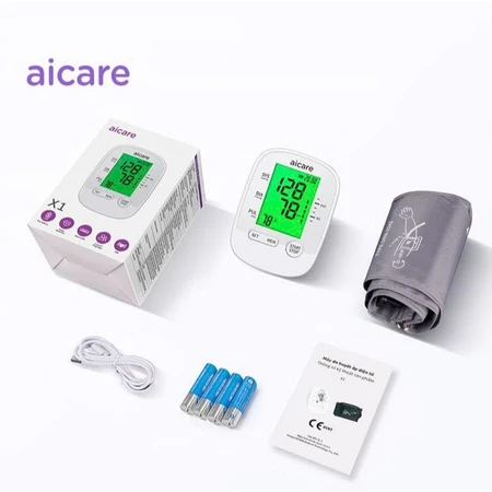 Máy Đo Huyết Áp Bắp Tay Tự Động Chính Hãng AICARE X1, Giọng Nói Tiếng Việt Dễ Sử Dụng Tại Nhà