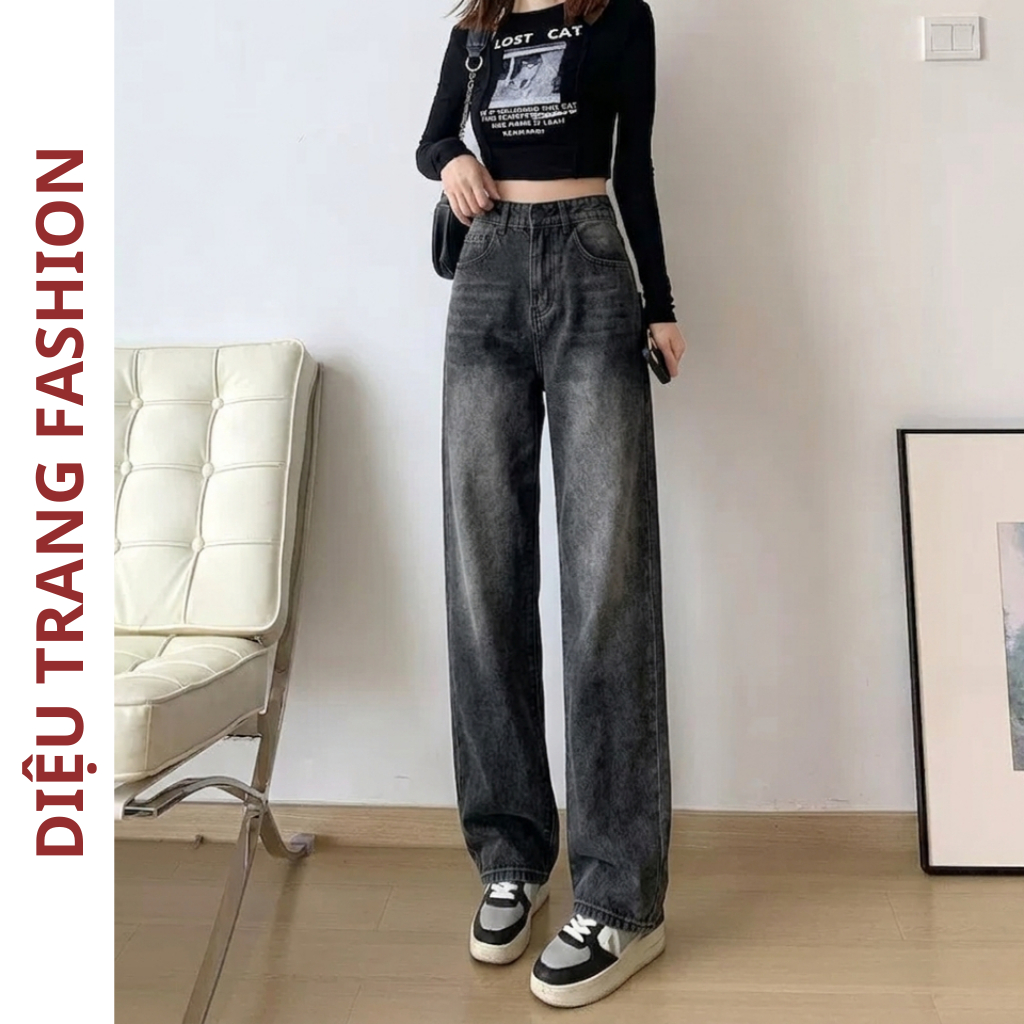 Quần Suông Ống Rộng Jean Nữ Lưng Cao Tôn Dáng Dài Chân Bigsize DIEUTRANG_FASHION MS105