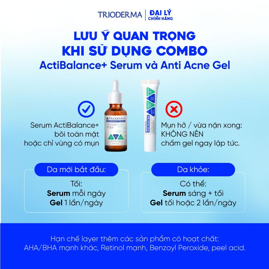 Combo gel chấm mụn và serum Trioderma mờ thâm sáng da chính hãng, dành cho da dầu mụn hỗ trợ cải thiện tình trạng mụn