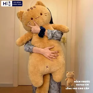 Gấu Bông Mèo Hoàng Thượng Cỡ Lớn Cao Cấp, Gối Ôm Dài Mèo Cam Mềm Mại Có Gác Chân Làm Gối Ôm Ngủ Cho Bé,Bạn Gái