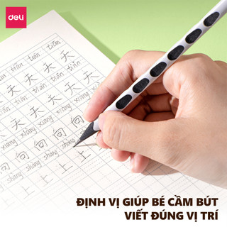 Hộp 10 Bút Chì Có Rãnh Định Vị Cho Bé Deli Nusign Lõi 2B / HB Màu Pastel Giúp Bé Cầm Đúng Vị Trí