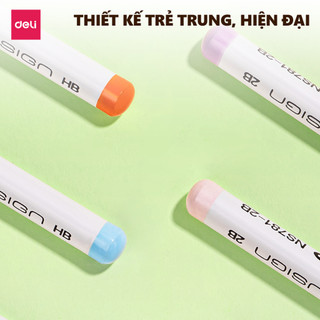 Hộp 10 Bút Chì Có Rãnh Định Vị Cho Bé Deli Nusign Lõi 2B / HB Màu Pastel Giúp Bé Cầm Đúng Vị Trí