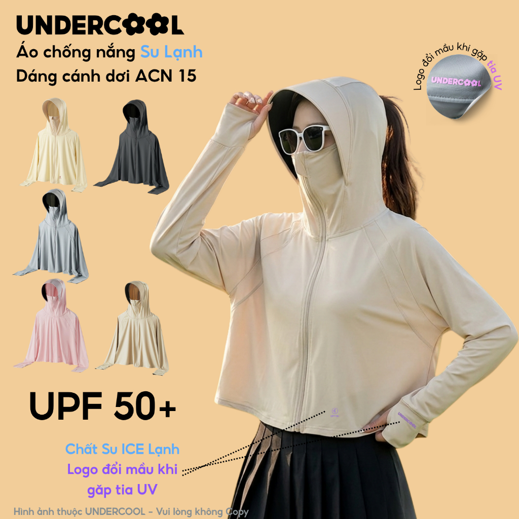 Áo Chống Nắng Nữ Chất Su Ice UNDERCOOL Su Lạnh Lụa Băng UPF 50+ Áo Khoác Dáng Cánh Dơi  LIVE ACN15