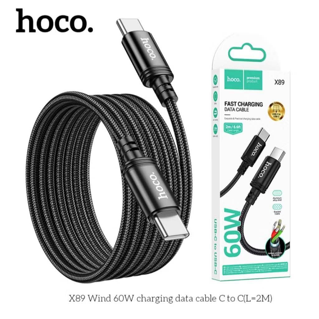 Dây sạc nhanh typec to typec 60w Hoco X89 cáp sạc bọc dù dài 2m