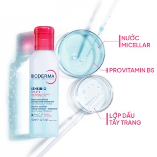 Tẩy trang mắt môi Micellar 2 lớp thế hệ mới: Sạch thoáng & Mềm ẩm Bioderma Sensibio H2O Eye - 125ml