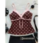 Áo 2 dây chấm bi vintage, áo peplum satin phối nơ ngực phong cách nữ tính Y2K