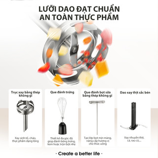 SAMONO Máy Xay Cầm Tay Xay Thịt Đánh Trứng Xay Cháo Cho Bé Xay Trái Cây Làm Sốt - SW-HBW600