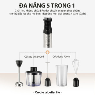 SAMONO Máy Xay Cầm Tay Xay Thịt Đánh Trứng Xay Cháo Cho Bé Xay Trái Cây Làm Sốt - SW-HBW600