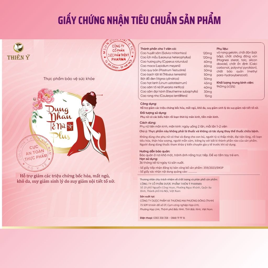 Dung Nhan Tố Nữ Plus - Hỗ Trợ Làm Đẹp Từ Bên Trong, Cân Bằng Nội Tiết, Hỗ Trợ Giảm Khó Chịu Do Thay Đổi Nội Tiết