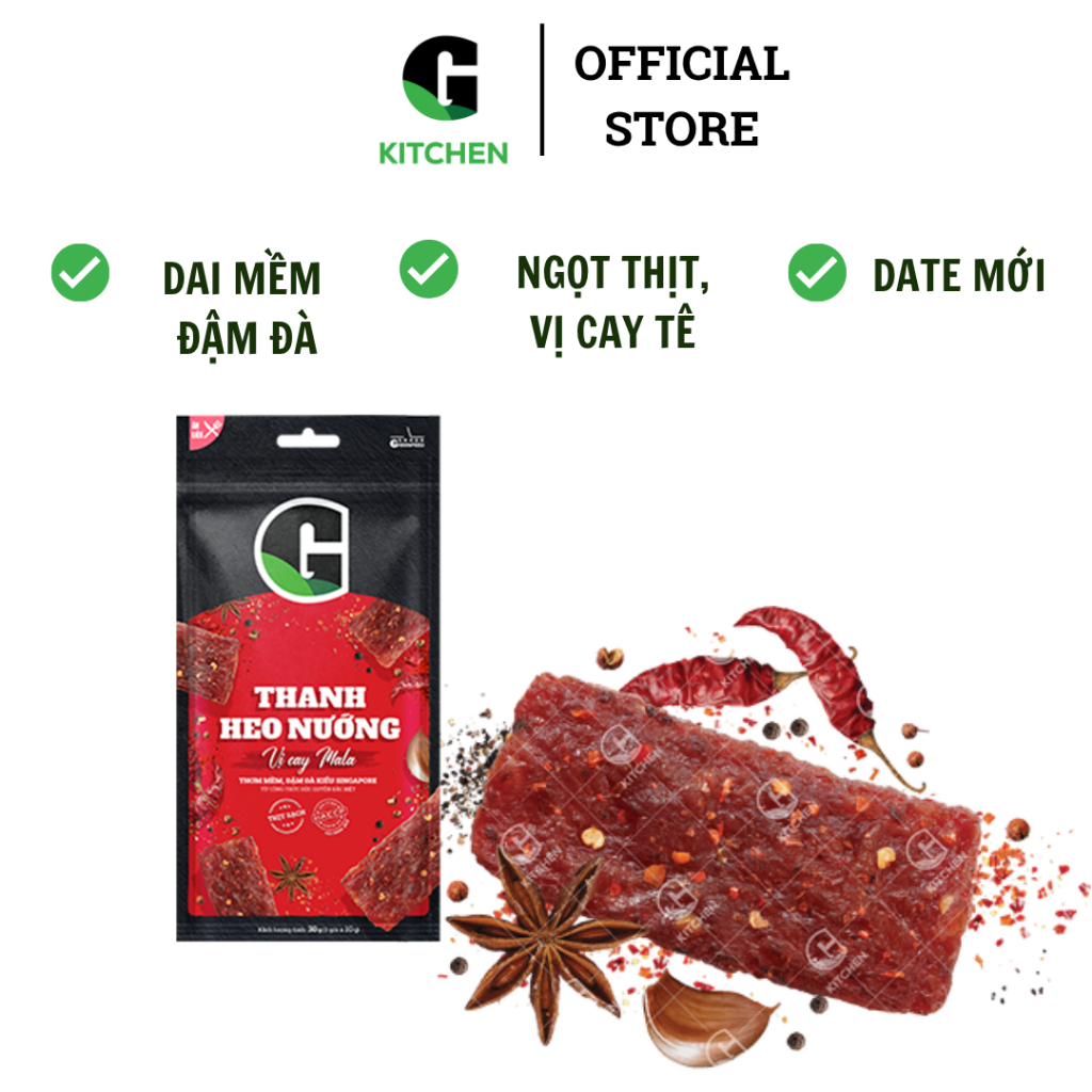 [Giá sỉ] Thùng 48 gói Thanh heo nướng vị cay Mala G Kitchen 30g