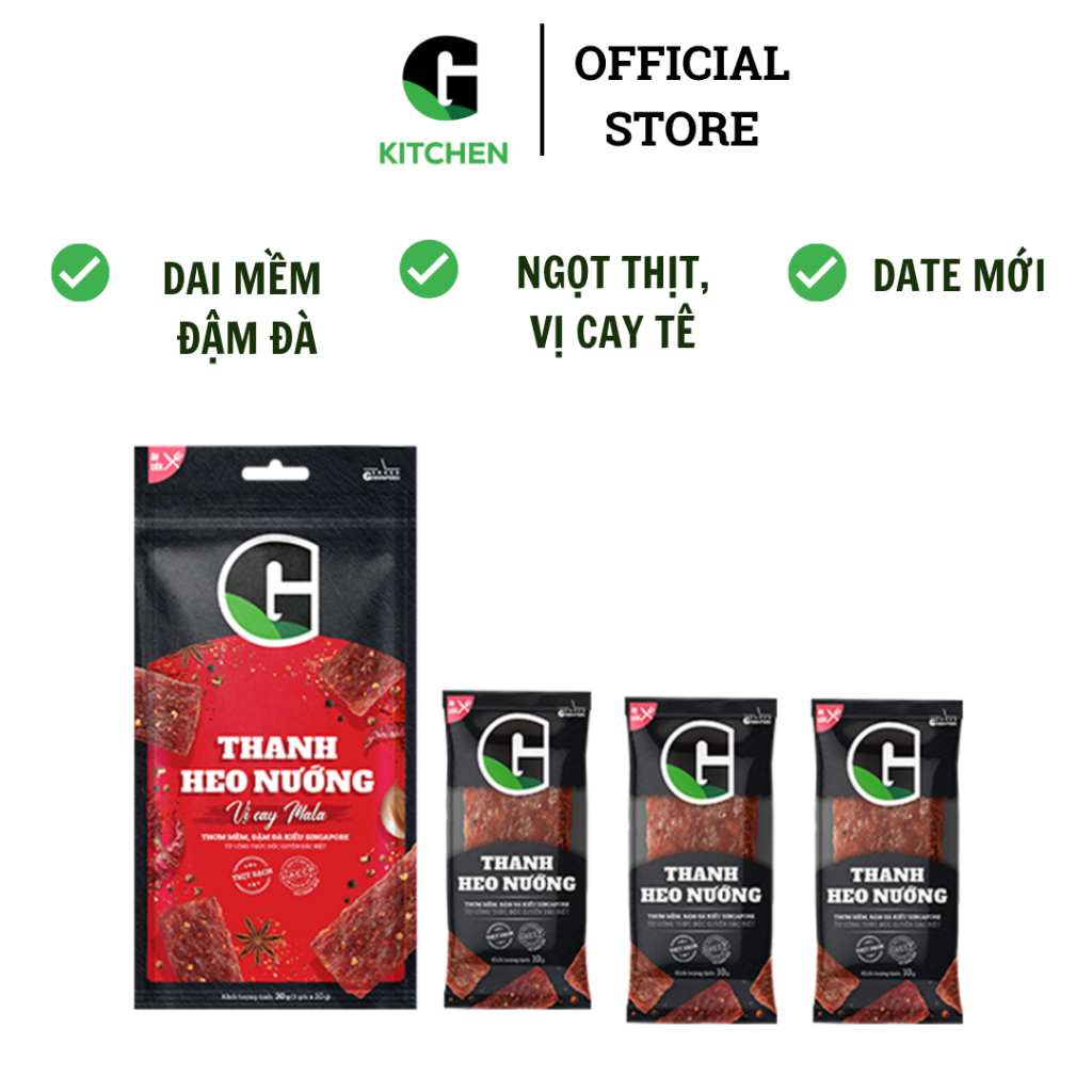[Giá sỉ] Thùng 48 gói Thanh heo nướng vị cay Mala G Kitchen 30g