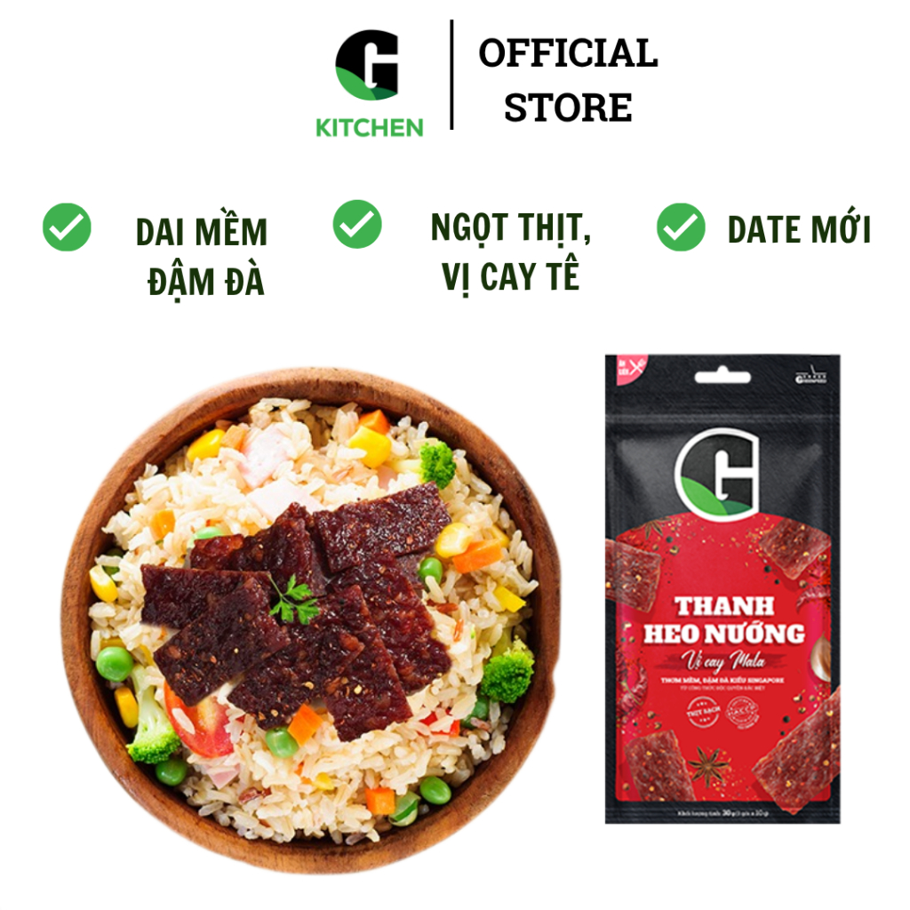 [Giá sỉ] Thùng 48 gói Thanh heo nướng vị cay Mala G Kitchen 30g