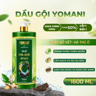 Dầu Gội Gừng Bồ Kết & Hà Thủ Ô YOMANI 1600ML Giảm Gàu Ngứa Da Đầu, Hỗ Trợ Mọc Tóc, Phục Hồi Hư Tổn