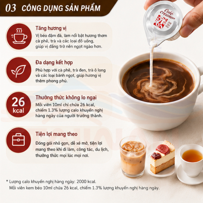 Kem sữa thực vật Creation Food Đài Loan, Coffee Creamer Thơm, Béo, Ngon, 20hộp/túi (1hộp/10ml)