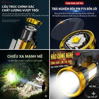 Đèn pin siêu sáng LED P70 : kiêm sạc pin điện thoại ,  chống nước, chiếu xa 500m, pin sạc USB