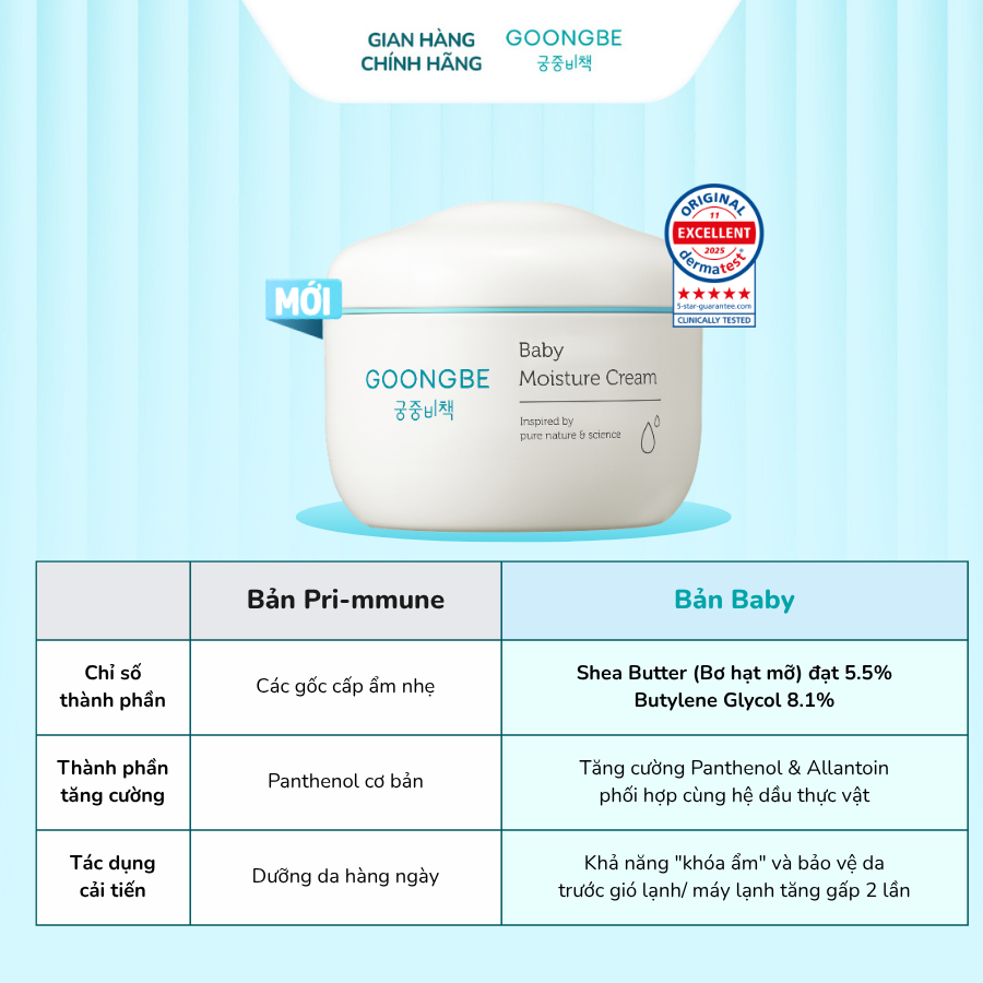 Kem Dưỡng Ẩm 100h Goongbe Baby Moisture Cream Cho Bé Sơ Sinh An Toàn Cho Làn Da Nhạy Cảm 180ml