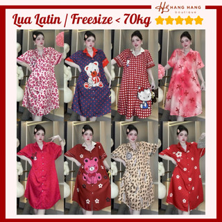 Đầm váy ngủ sơ mi dáng rộng bigsize lụa mịn latin mát lạnh 70V02, váy đầm đồ ngủ nữ mặc nhà dễ thương sang chảnh