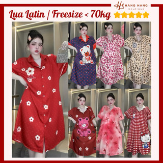Đầm váy ngủ sơ mi dáng rộng bigsize lụa mịn latin mát lạnh 70V02, váy đầm đồ ngủ nữ mặc nhà dễ thương sang chảnh