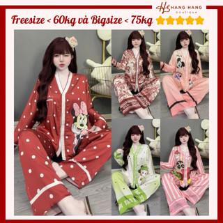 Bộ đồ ngủ nữ pijama dài tay cổ v chữ y lụa latin mềm mịn mát bigsize 2SDD05, đồ bộ nữ đồ mặc nhà dễ thương sang chảnh