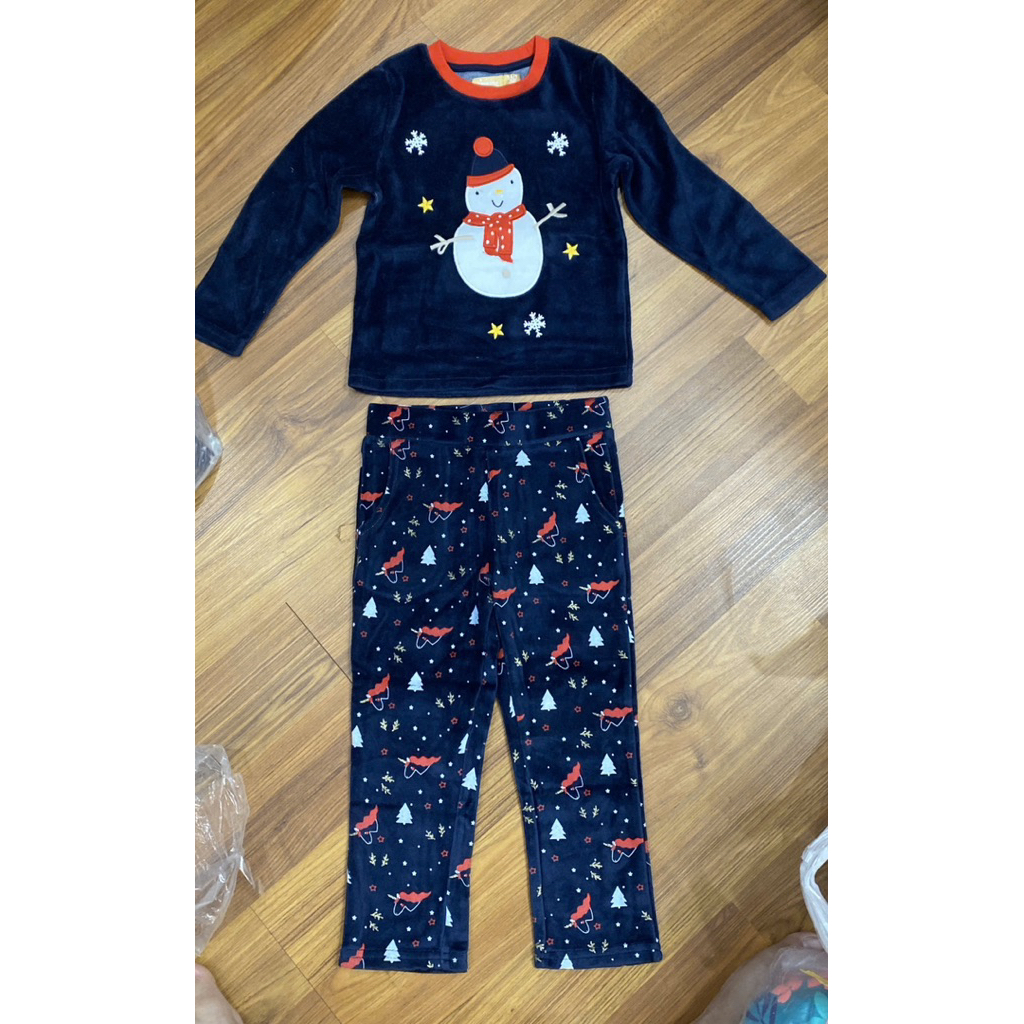Set Bộ Bé Gái Nhung Lông Hoạ Tiết Giáng Sinh A200 Ấm Áp Mặc Noel Size 2-14Y (12-42kg)