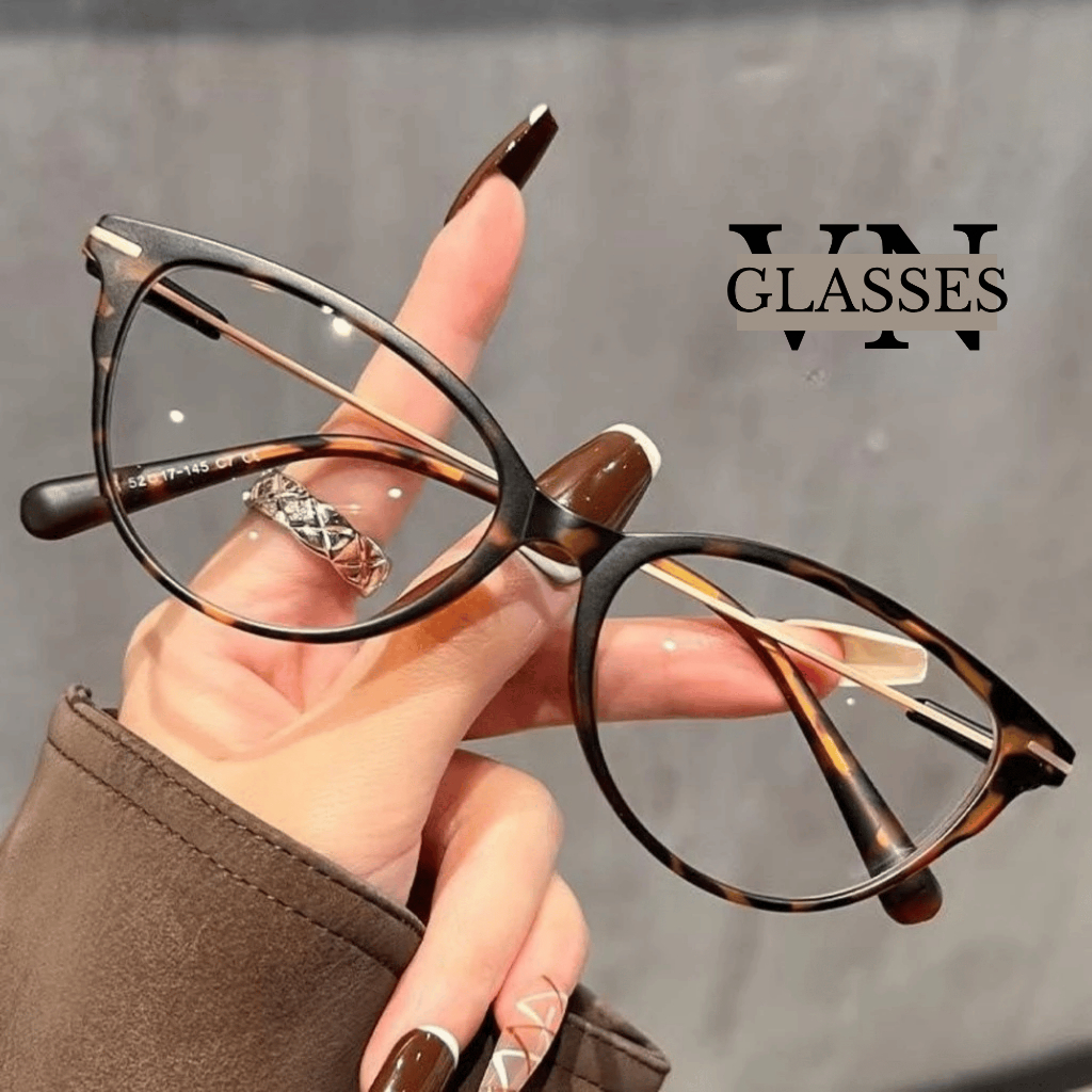 Kính cận mắt mèo nữ hot trend trẻ trung phong cách Hàn Quốc chống tia UV R9026