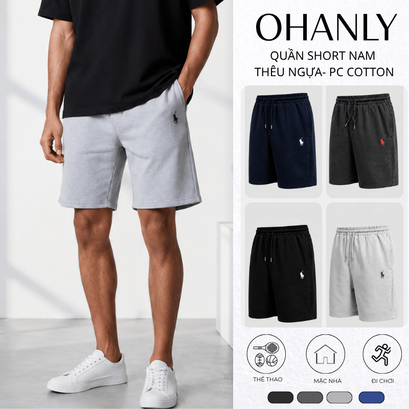 Quần Short Nam Biểu Tượng Ngựa OHANLY – Quần Đũi Cotton PC Regular Fit Co Giãn Mặc Mát
