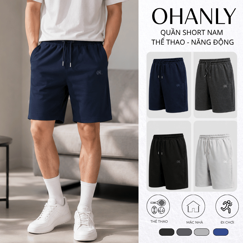 Quần Short Nam OHANLY Form Suông Regular Fit – Cotton Mềm Mát, Co Giãn Thoải Mái Mặc Hằng Ngày