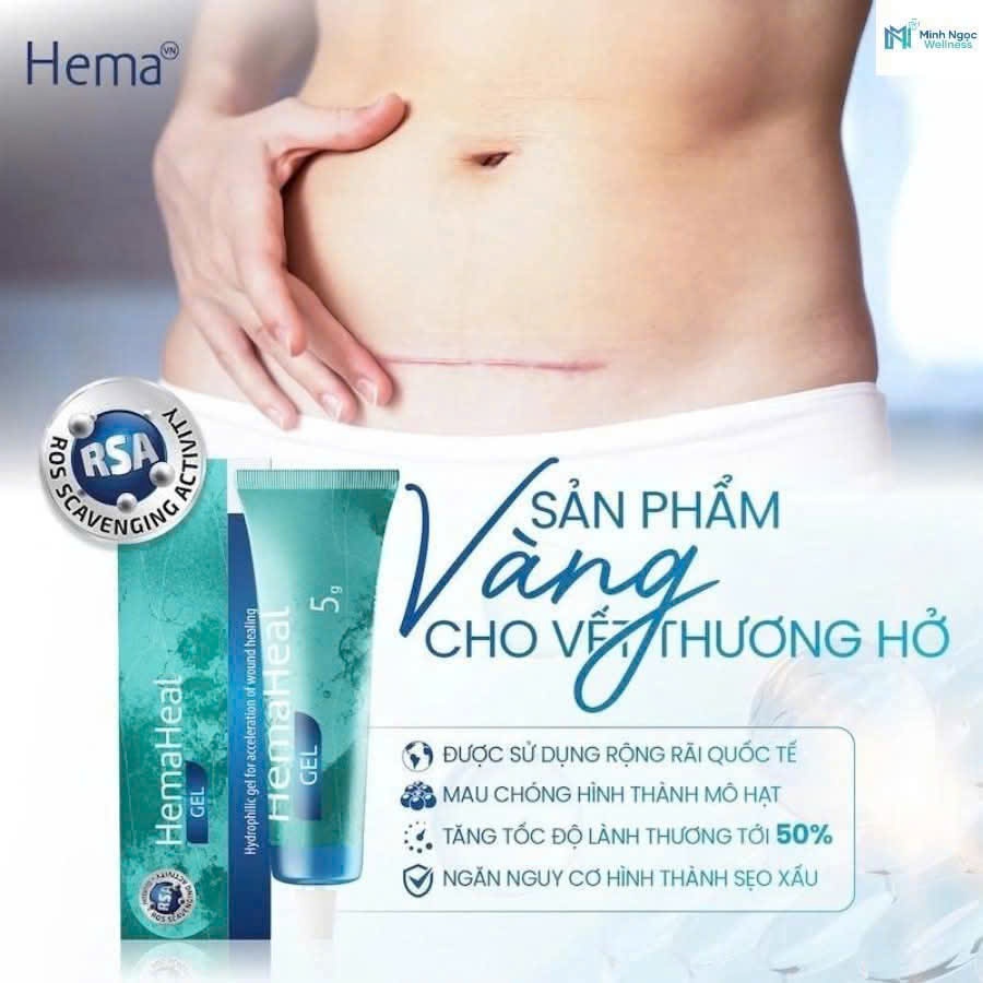 Gel Hemaheal giúp hỗ trợ liền vết thương tuýp 5g