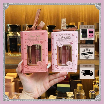 Set Chì Kẻ Môi + Son Charlotte Tilbury Mini Pillow Talk Glossy Lip Duos - The Authen Cosmetics