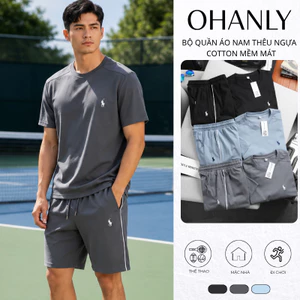Bộ Nam Thêu Ngựa OHANLY – Set Áo Quần Nam Cotton Regular Fit Thể Thao Mặc Mát Co Giãn