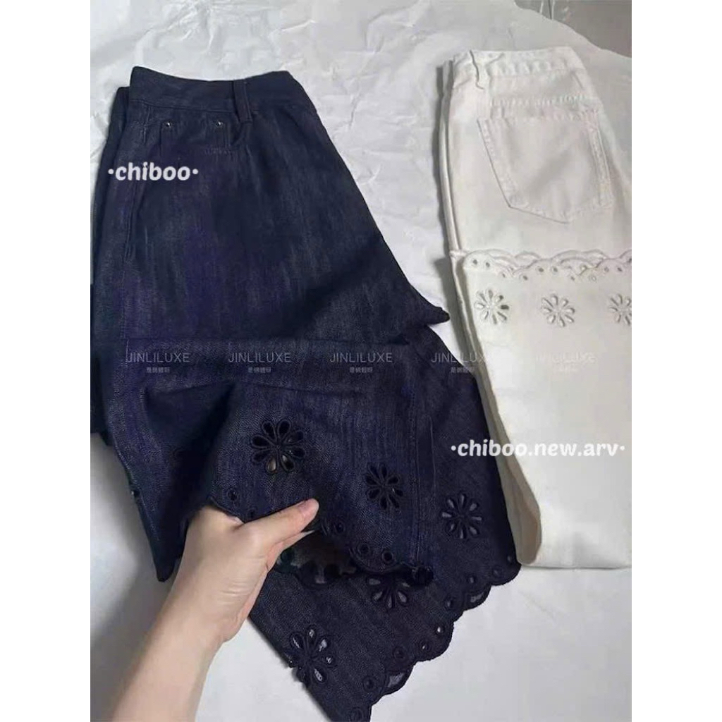 [𝐒𝐮𝐙𝐲] (Sẵn SM) Quần Jeans Giấy Gấu Hoa QCCC (Dài 90cm)