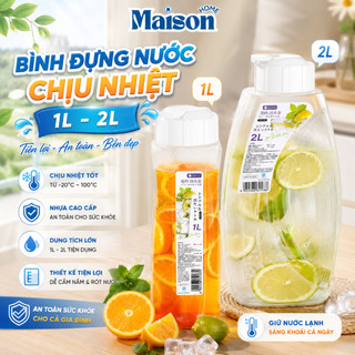 Bình Đựng Nước Chịu Nhiệt 1L-2L MAISON, Bình Nước Để Tủ Lạnh Dung Tích Lớn, Nhựa PP An Toàn, Cao Cấp