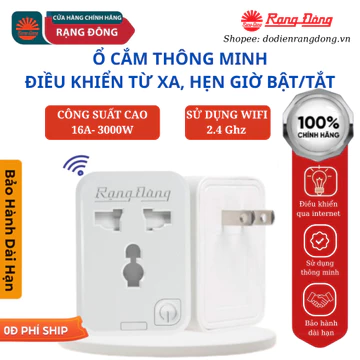 Ổ Cắm Wifi Rạng Đông 3000W Ổ Wifi Hẹn Giờ, Điều Khiển Từ Xa Ổ Cắm Thông Minh - Model: OC.01.WF 16A