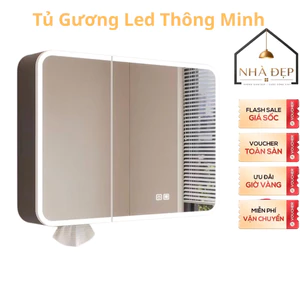 Tủ Gương phòng tắm bằng nhôm có đèn Led tủ trang điểm treo tường thông minh cho nhà vệ sinh có gương 60-80-90cm