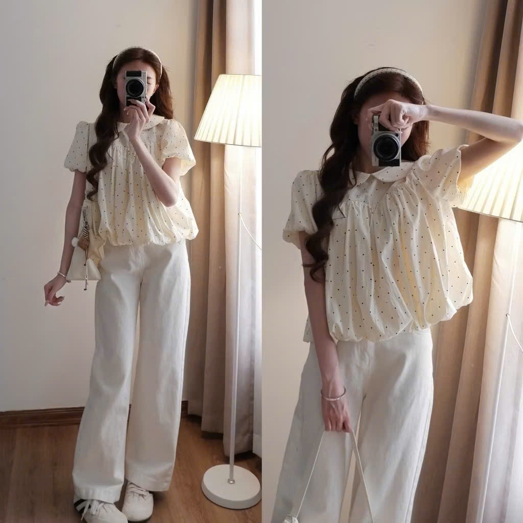 [TẶNG QUÀ]Áo BABYDOLL CHẤM BI  dáng Bồng bềnh Phong cách thời trang hiện đại from xinh xắn mẫu mới 2026