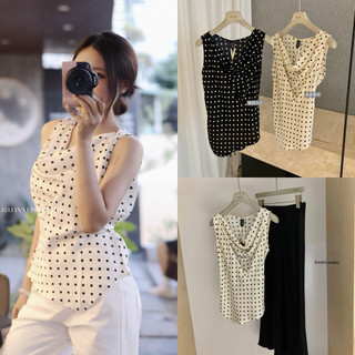 𝐏𝐡𝐢𝐞𝐧 𝐖𝐆𝐖𝐄 | (Sẵn) w8916 Áo Sát Nách Cổ Đổ Hoạ Tiết Chấm Bi