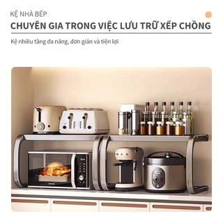 Kệ Lò Vi Sóng 2 tầng Giá Lò Nướng nhà bếp Kệ gia vị Đa Năng Khung Thép Chắc Chắn Chịu Lực Tốt