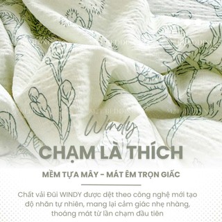 Bộ Chăn Ga Gối Cotton Đũi Windy M2T Bedding Gồm Ga Giường 2 Vỏ Gối Và Chăn Chần Bông Hè Mềm Mại Thoáng Mát