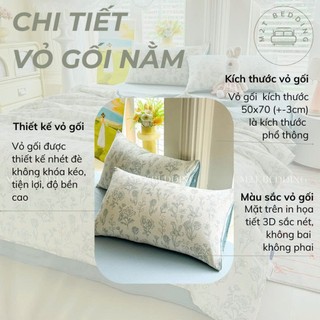 Bộ Chăn Ga Gối Cotton Đũi Windy M2T Bedding Gồm Ga Giường 2 Vỏ Gối Và Chăn Chần Bông Hè Mềm Mại Thoáng Mát