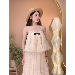 Set áo kèm chân váy dàu xoè bồng đi biển S190