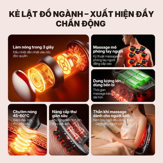 Máy Massage Trị Liệu VTT 10 Đầu Đệm, Chườm Nóng Tác Động Sâu, Giảm Đau Thắt Lưng Và Cải Thiện Lưu Thông Máu S12-10R