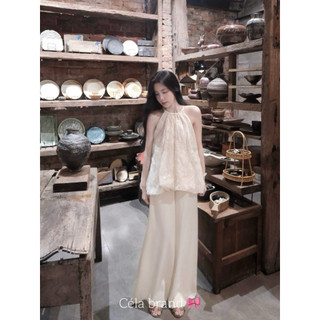 [ HÀNG SẴN ] Set Áo Yếm Ren Dáng Rộng mix Quần Lụa Suông Dáng Dài, Set Đồ Nàng Thơ Phù Hợp ( Đi Chơi… ) CÉLA