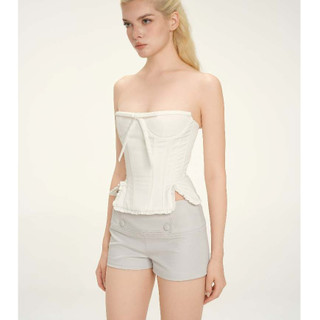 Áo Corset MONÁ Áo Corset cúp ngực phối nơ trắng - SNOW