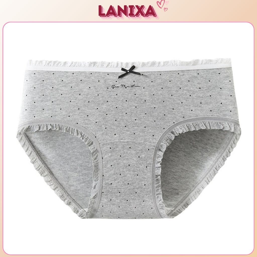 Quần lót nữ cotton kháng khuẩn thoáng khí co giãn tốt họa tiết chấm bi dễ thương cute LANIXA L5114
