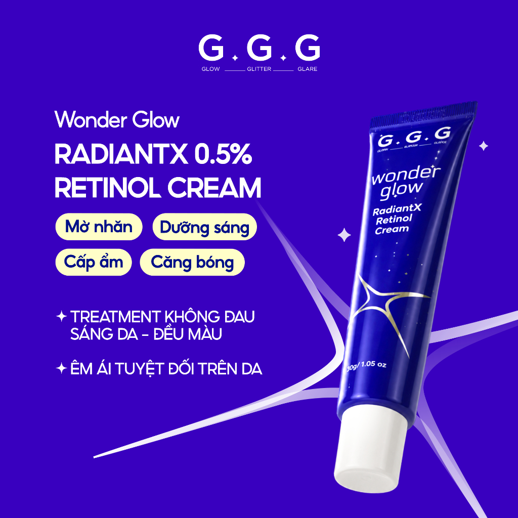 [MỚI RA MẮT] Kem Dưỡng Retinol 0.5% Giúp Mờ Nếp Nhăn, Dưỡng Sáng Da và Ngăn Ngừa Mụn G.G.G Wonder RadiantX Retinol 30gr