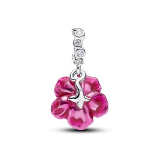 [Pandora Cycle D26] Charm Treo Pandora Bạc Hoa Dâm Bụt - Sắc Hồng Rực Rỡ