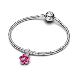 [Pandora Cycle D26] Charm Treo Pandora Bạc Hoa Dâm Bụt - Sắc Hồng Rực Rỡ