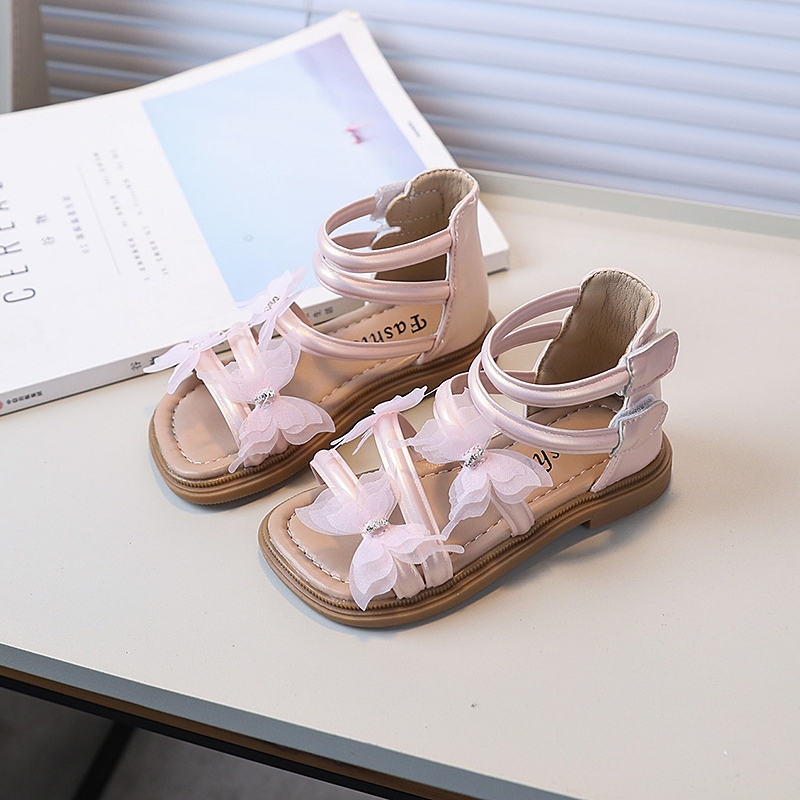 Bella Neman Giày sandal bé gái công chúa cánh bướm voan, đế mềm êm chân, chống trượt mùa hè